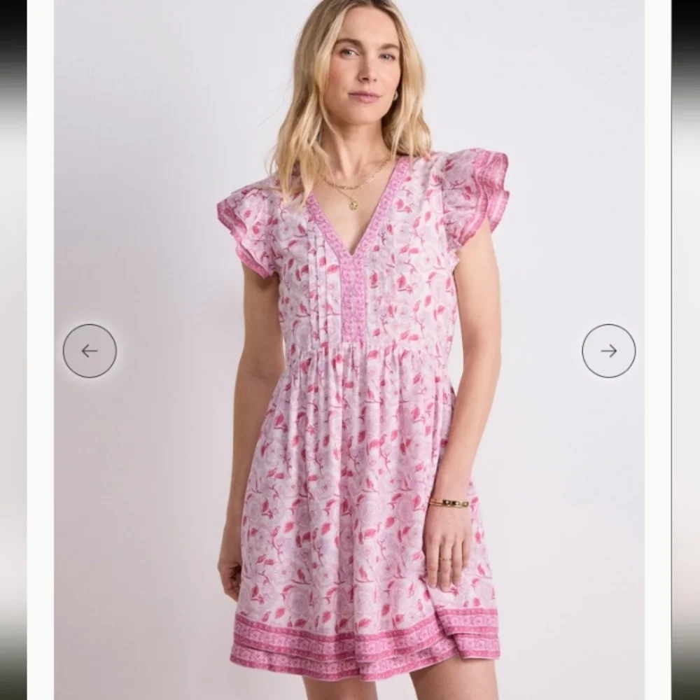 Vineyard Vines Nora Pintuck Dress, Size S, Pink, White & Purple - Picture 2 of 11